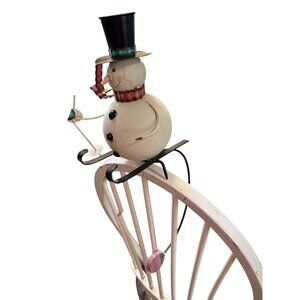 Vintage Metal Snowman Skiing Wind Spinner Yard Decor